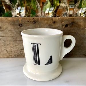 Anthropologie•NWOT/RETIRED•Monogram Letter “L” Shaving Style Mug•Large 14 fl oz
